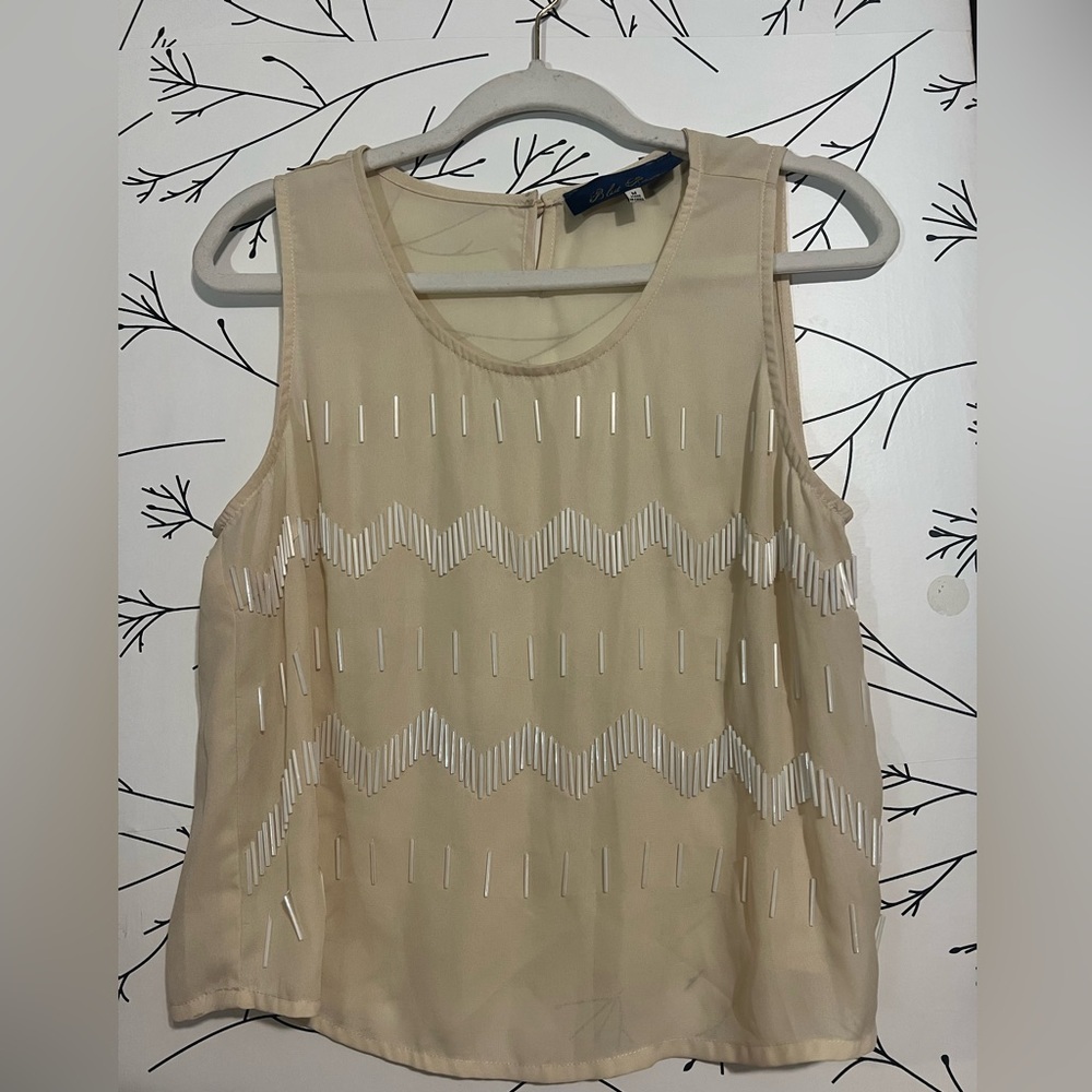 Blue rain women tank top beaded size medium